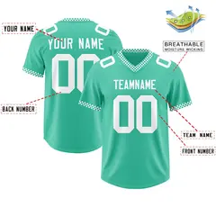 Bright Green White Square Neckline Football Jersey 2