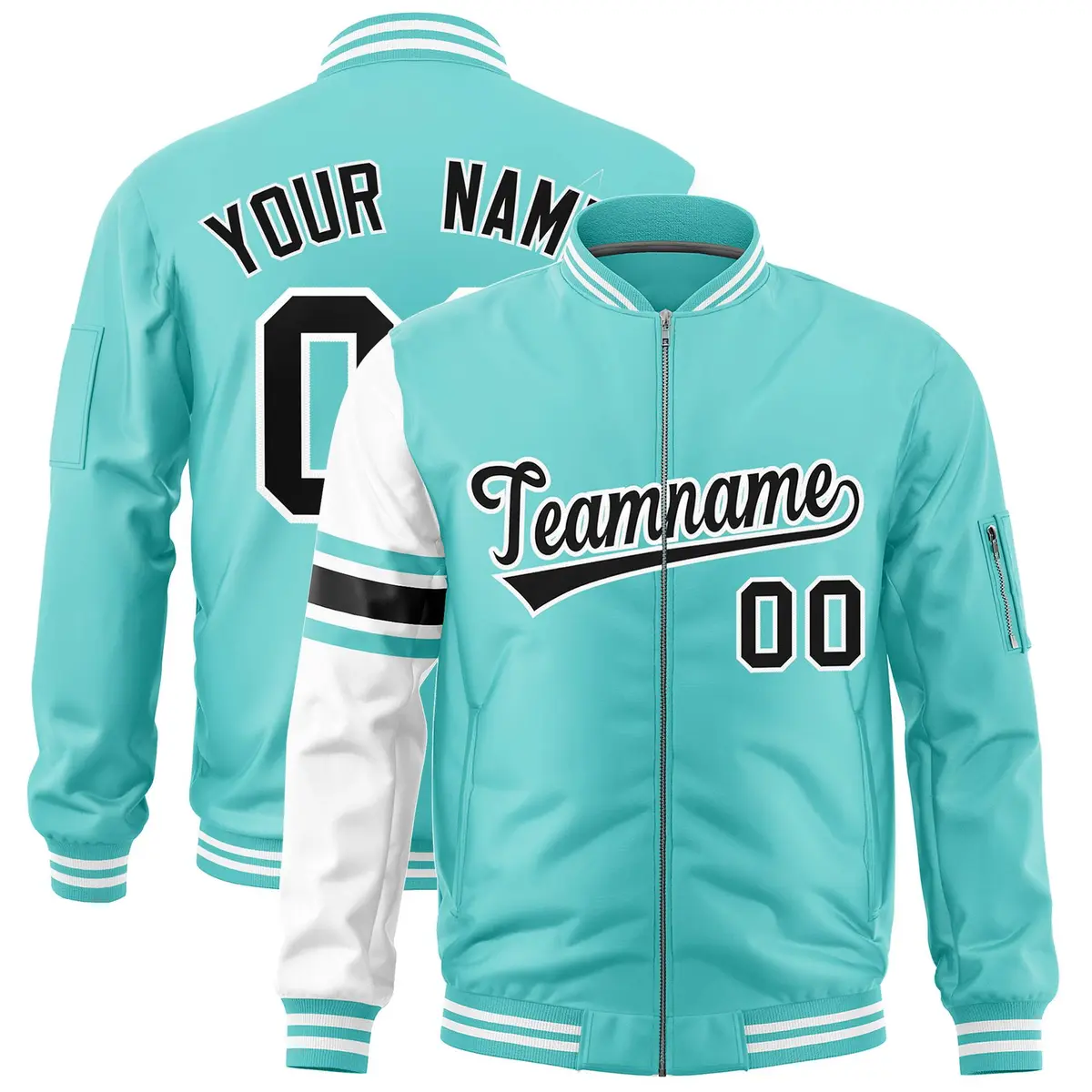Bright Green White Stripe Varsity Letterman Bomber Jacket