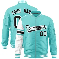 Bright Green White Stripe Varsity Letterman Bomber Jacket 1