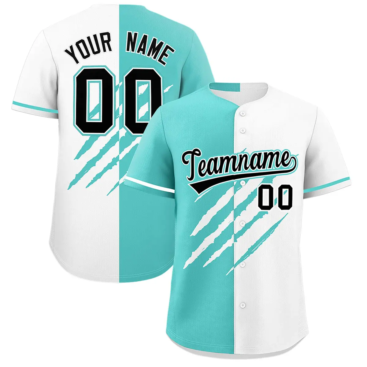 Bright Green White Tiger Claw Scratch Split Baseball Jersey