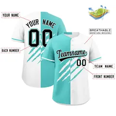 Bright Green White Tiger Claw Scratch Split Baseball Jersey 2