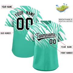 Bright Green White Tiger Stripe Gradient Animal Print Baseball Jersey 2