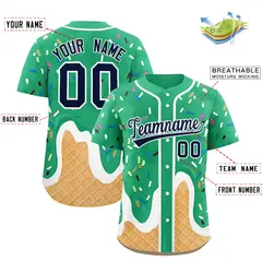 Brilliant Green Ice Cream Cone Graffiti Baseball Jersey 2