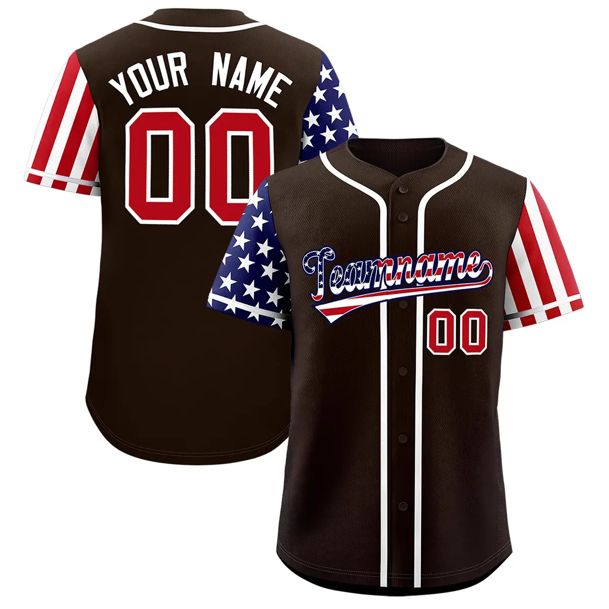 Brown American Flag Design Baseball Jersey