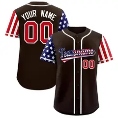 Brown American Flag Design Baseball Jersey