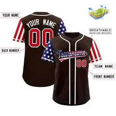Brown American Flag Design Baseball Jersey 2
