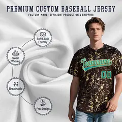 Brown Aqua Metallic Gold Splatter Baseball Jersey 3
