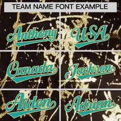 Brown Aqua Metallic Gold Splatter Baseball Jersey 4