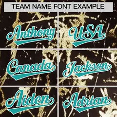 Brown Aqua Metallic Gold Splatter Streetwear Baseball Jersey 4