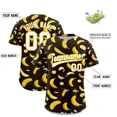 Brown Banana Graffiti Pattern Fashion Baseball Jersey 2