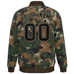 Brown Black Camo Varsity Letterman Bomber Jacket 4