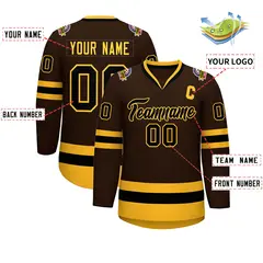 Brown Black-Gold Classic Style Hockey Jersey 2