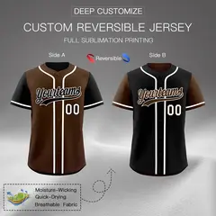 Brown Black Reversible Raglan Baseball Jersey 2