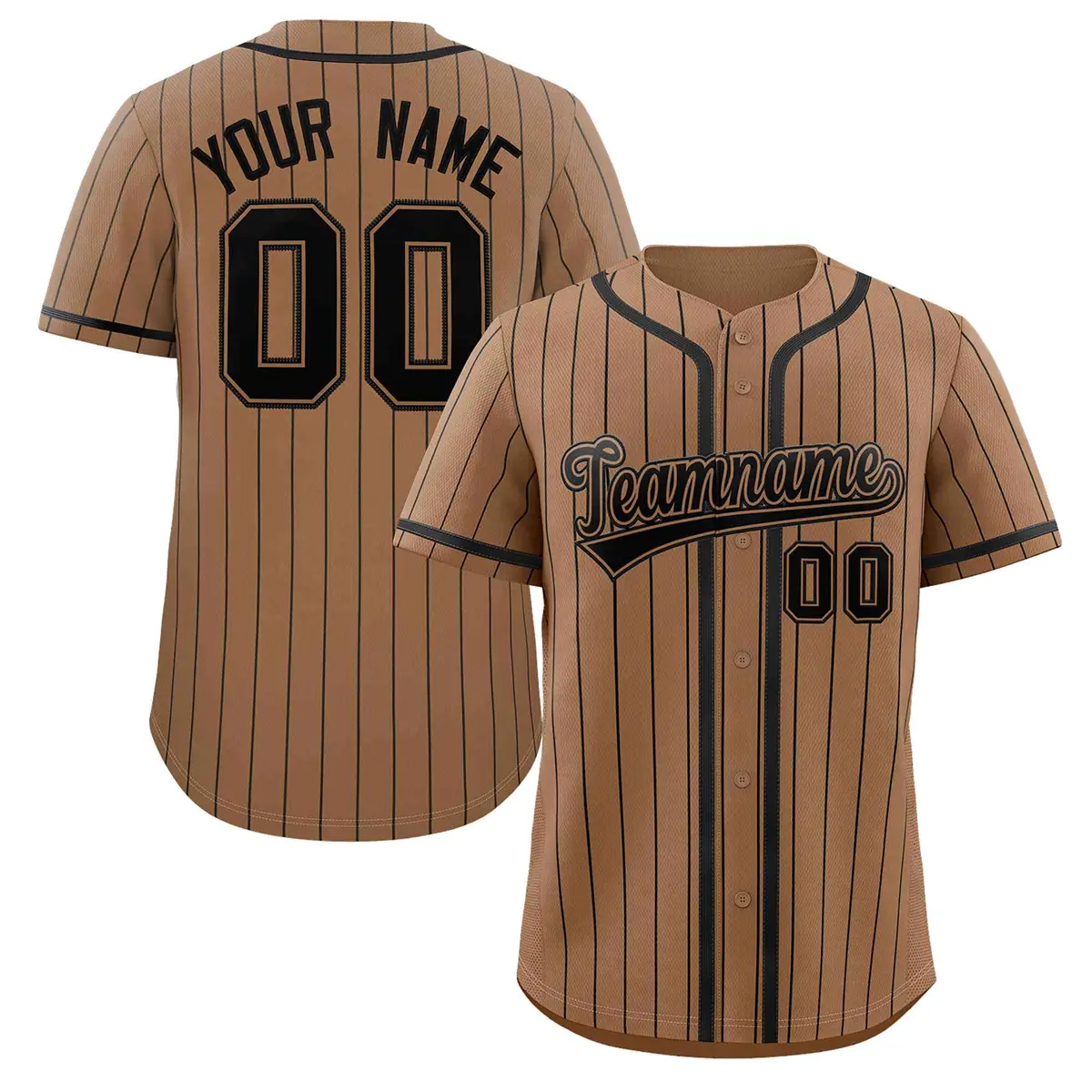 Brown Black Stripe Full Button Baseball Jersey