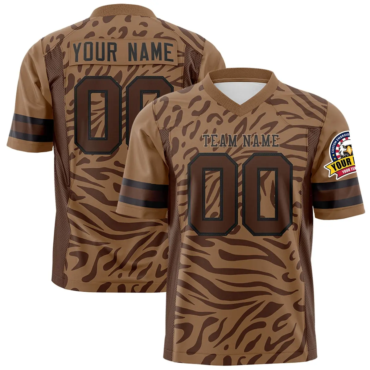 Brown Brown-Black Zebra Stripes Football Jersey