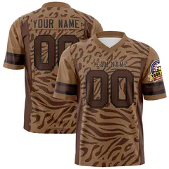 Brown Brown-Black Zebra Stripes Football Jersey