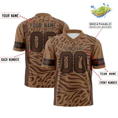 Brown Brown-Black Zebra Stripes Football Jersey 2