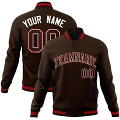 Brown Brown-White Varsity Full-Snap Letterman Jacket 1