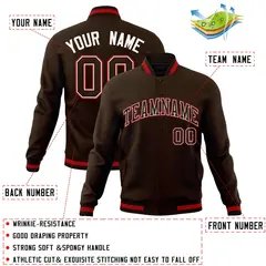Brown Brown-White Varsity Full-Snap Letterman Jacket 4