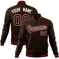 Brown Brown-White Varsity Full-Snap Letterman Jacket 1