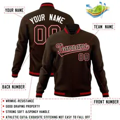 Brown Brown-White Varsity Full-Snap Letterman Jacket 4