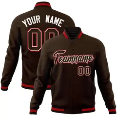 Brown Brown-White Varsity Full-Snap Letterman Jacket 1