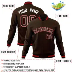 Brown Brown-White Varsity Full-Snap Letterman Jacket 4