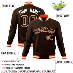 Brown Brown-White Varsity Full-Snap Letterman Jacket 4