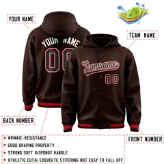 Brown Brown-White Varsity Letterman Classic Hoodie Jacket 4