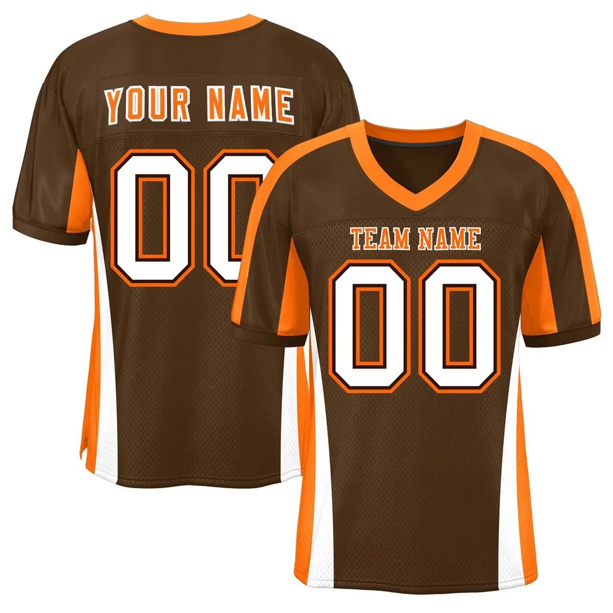 Brown Color Block Mesh Authentic Football Jersey