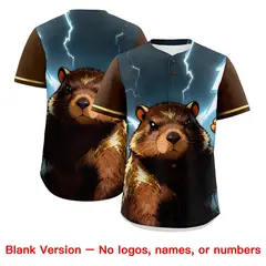 Brown Cream Animal Graffiti Pattern Baseball Jersey 7