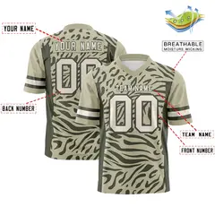 Brown Cream-Olive Zebra Stripes Football Jersey 2