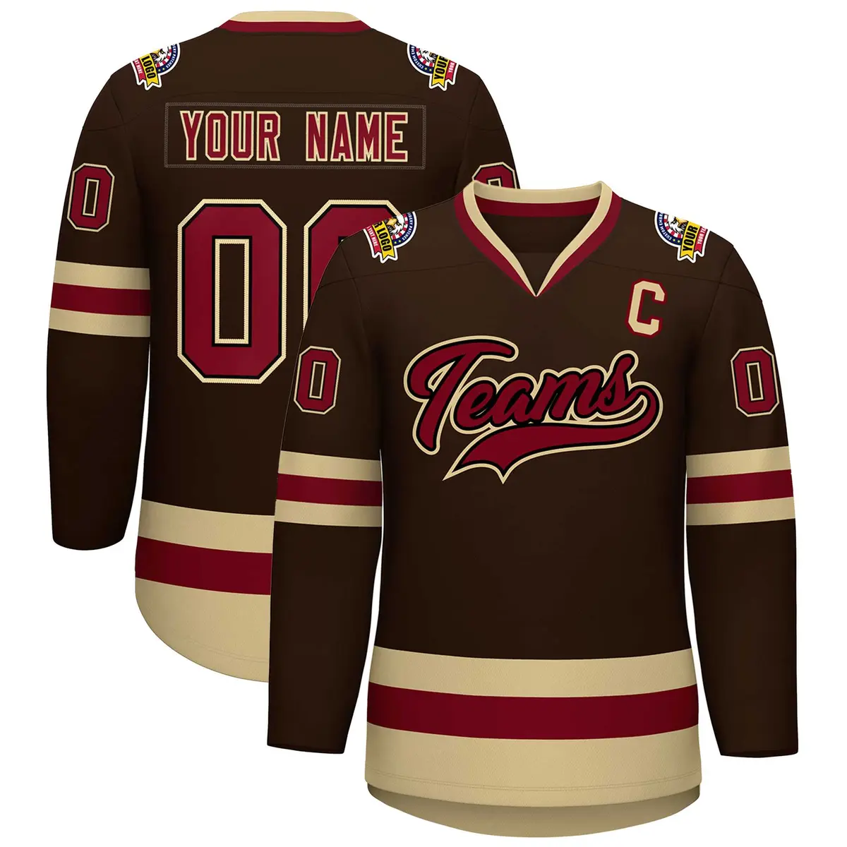 Brown Crimson-Black Classic Style Hockey Jersey