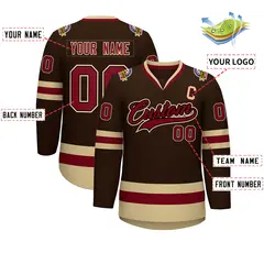 Brown Crimson-Black Classic Style Hockey Jersey 2