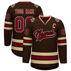 Brown Crimson-Black Classic Style Hockey Jersey