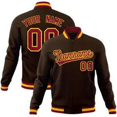 Brown Crimson-Gold Varsity Full-Snap Letterman Jacket 1
