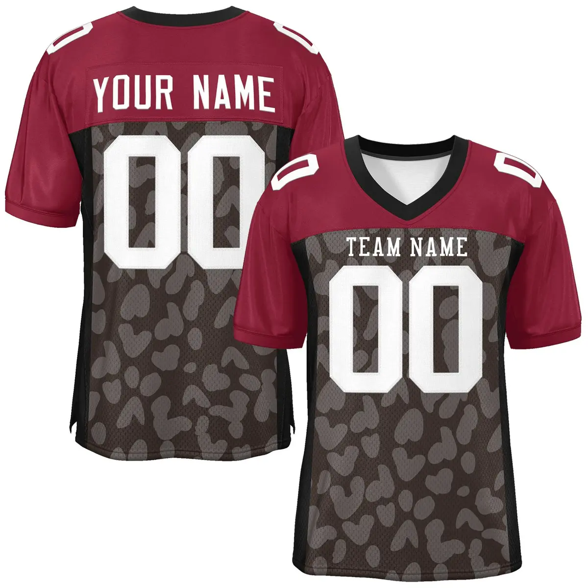Brown Crimson Raglan Sleeves Camo Authentic Football Jersey