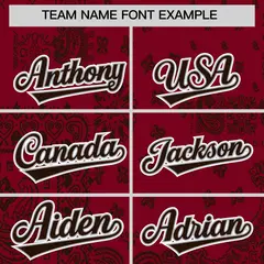 Brown Crimson White Cashew Flower Graffiti V-Neck Hockey Jersey 3