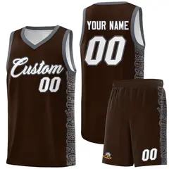 Brown Dark Gray Indians Pattern Basketball Jersey 1