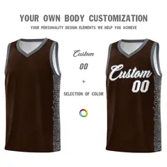 Brown Dark Gray Indians Pattern Basketball Jersey 3
