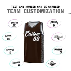 Brown Dark Gray Indians Pattern Basketball Jersey 4
