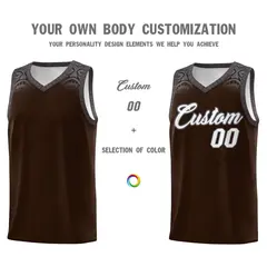 Brown Dark Gray Indians Print Basketball Uniform Jersey 3