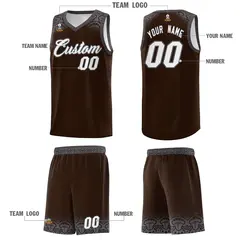 Brown Dark Gray Indians Print Basketball Uniform Jersey 5
