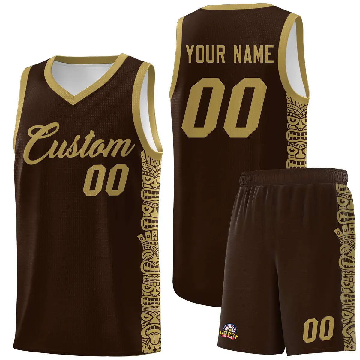 Brown Desert Yellow Indians Pattern Basketball Jersey