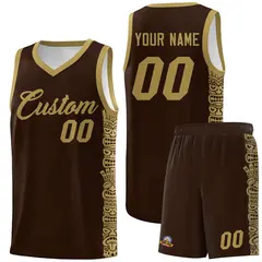Brown Desert Yellow Indians Pattern Basketball Jersey 1