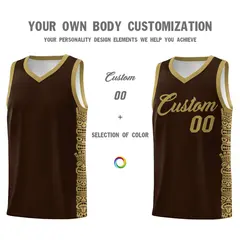Brown Desert Yellow Indians Pattern Basketball Jersey 3
