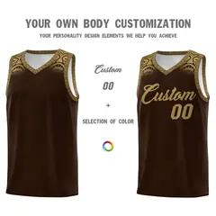 Brown Desert Yellow Indians Print Basketball Uniform Jersey 3