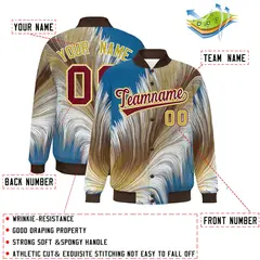 Brown Feather Fluid Pattern Varsity Letterman Jacket 2