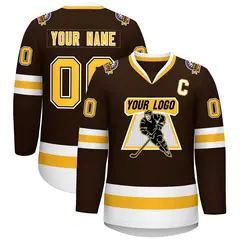 Brown Gold Black-White Classic Hockey Jersey