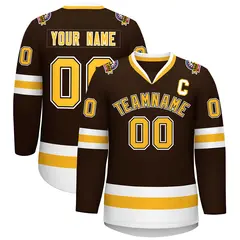 Brown Gold Black-White Classic Hockey Jersey 1